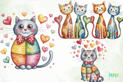 Quirky Valentine Cats PNG Product Image 1