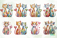 Quirky Valentine Cats PNG Product Image 4