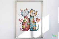 Quirky Valentine Cats PNG Product Image 5