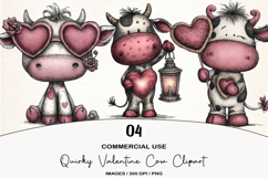 Quirky Valentine Cow Clipart Product Image 1