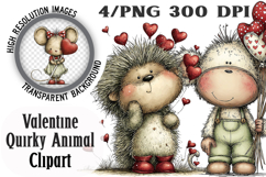 Quirky Valentine Day Animal Clipart PNG Product Image 1