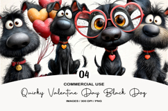 Quirky Valentine Day Black Dog Clipart Product Image 1