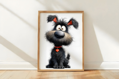 Quirky Valentine Day Black Dog Clipart Product Image 3