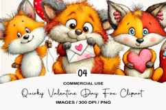 Quirky Valentine Day Fox Clipart Product Image 1