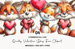 Quirky Valentine Day Fox Clipart Product Image 1