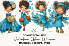 Quirky Valentine Day Woman Clipart Product Image 1
