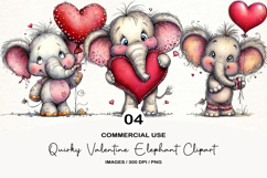 Quirky Valentine Elephant Clipart Product Image 1