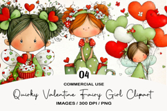 Quirky Valentine Fairy Girl Clipart Product Image 1