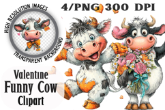 Quirky Valentine Funny Cow Clipart PNG Product Image 1