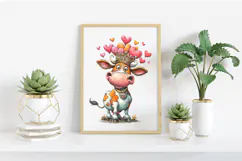 Quirky Valentine Funny Cow Clipart PNG Product Image 2
