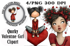 Quirky Valentine Girl Clipart Product Image 1