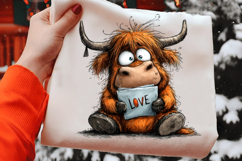 Quirky Valentine Highland Cow Clipart Product Image 2