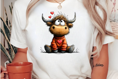 Quirky Valentine Highland Cow Clipart Product Image 2