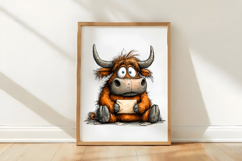Quirky Valentine Highland Cow Clipart Product Image 3