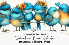 Quirky Valentine Love Birds Clipart Product Image 1