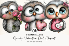 Quirky Valentine Owl Clipart Product Image 1