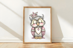 Quirky Valentine Owl Clipart Product Image 3