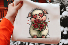 Quirky Valentine Pig Clipart png Product Image 2