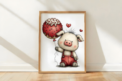 Quirky Valentine Pig Clipart png Product Image 3