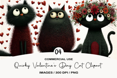 Quirky Valentine's Day Cat Clipart Product Image 1