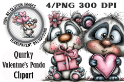 Quirky Valentine's Day Panda Clipart PNG Product Image 1