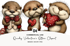 Quirky Valentine's Otters Clipart Product Image 1