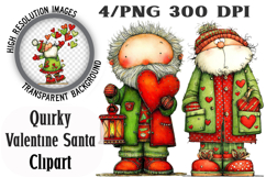 Quirky Valentine Santa Clipart PNG Product Image 1