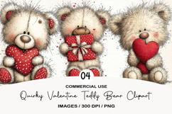 Quirky Valentine Teddy Bear Clipart Product Image 1