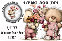 Quirky Valentine Teddy Bear Clipart Product Image 1