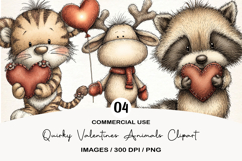 Quirky Valentines Animals Clipart Product Image 1