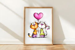 Quirky Valentines Cats Clipart Product Image 3