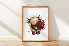 Quirky Valentines Highland Cow Clipart Product Image 3