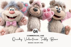Quirky Valentines Teddy Bear Clipart Product Image 1