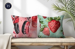 Walking Strawberries Watercolor Seamless Digital Papers Product Image 2