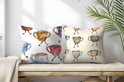 Quirky Walking Teacups with Tiny Legs Watercolor Seamless DP Product Image 2