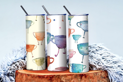 Quirky Walking Teacups with Tiny Legs Watercolor Seamless DP Product Image 3