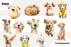 Watercolor Dog Clipart Funny Cute Puppy Characters PNGs Product Image 3