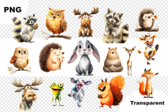 Quirky Watercolor Woodland Clipart Funny Forest Animals Product Image 3