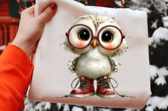 Quirky White Christmas Owl Clipart Product Image 2