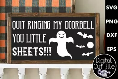 Adult Halloween Sign Funny Svg, Quit Ringing My Bell Ghosts Product Image 1