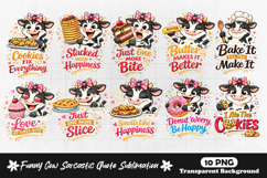 Cute Cow Dessert Quotes Funny Baking Humor Cartoon Cow PNG Product Image 1