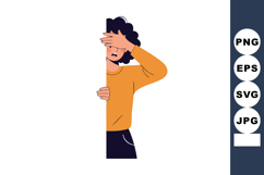 Person peeking from behind wall covering eyes with hand in o Product Image 1
