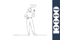 Woman standing and raising finger with speech bubble line ar Product Image 1