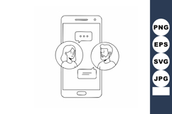 Smartphone with male and female chat conversation bubbles ve Product Image 1
