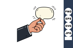Hand holding speech bubble illustration for communication an Product Image 1