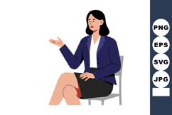 Businesswoman sitting on chair explaining with hand gesture Product Image 1