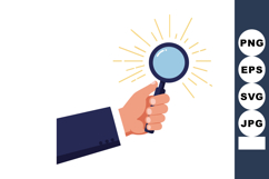 Hand Holding Magnifying Glass with Light Rays Illustration f Product Image 1