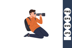 Male Photographer Taking Pictures with Professional Camera i Product Image 1