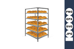 Bread loaves on industrial metal rack bakery fresh baked goo Product Image 1
