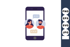 Mobile phone chat conversation with man and woman vector ill Product Image 1